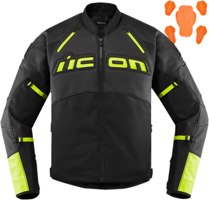 Motorcycle jacket ICON CONTRA2 LEATHER HI-VIZ