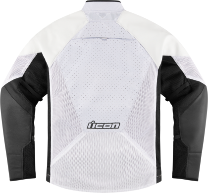 Motorcycle jacket ICON MESH AF LEATHER CE WHITE