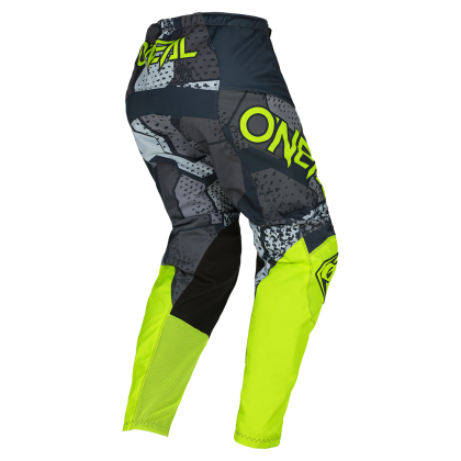 Pantaloni de motocross O'NEAL ELEMENT CAMO V.22 GRI/GALBEN NEON