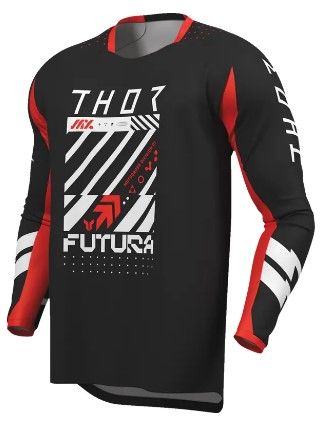 Φανέλα Motocross THOR LAUNCHMODE FUTURA ΜΑΥΡΟ/ΚΟΚΚΙΝΟ