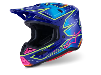 Мотокрос каска ALPINESTARS SM7 CAST BLUE/YELLOW/PINK