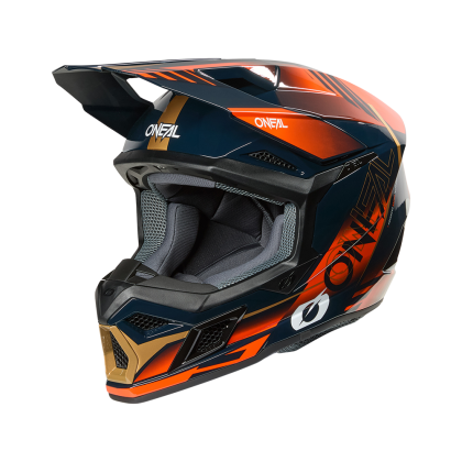 Motocross helmet O'NEAL 3SERIES HAZE BLUE/ORANGE/GOLD