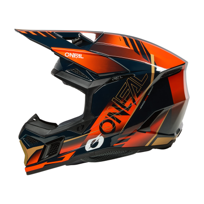 Motocross helmet O'NEAL 3SERIES HAZE BLUE/ORANGE/GOLD