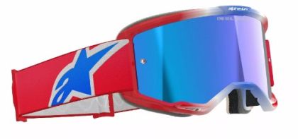 Motocross goggles ALPINESTARS VISION 5 CORP RED/WT/BL MIRROR-BLUE