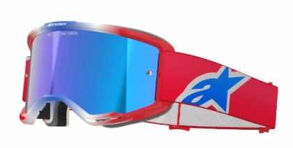 Motocross goggles ALPINESTARS VISION 5 CORP RED/WT/BL MIRROR-BLUE