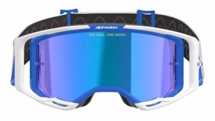 Motocross Goggles ALPINESTARS VISION 8 CORP BL/WT MIRROR-BLUE