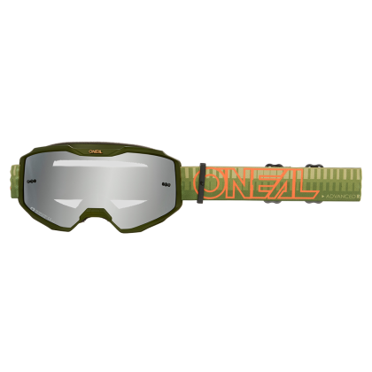 Мотокрос очила O'NEAL B-10 STRIPED GREEN/ORANGE - SILVER MIRROR V.26