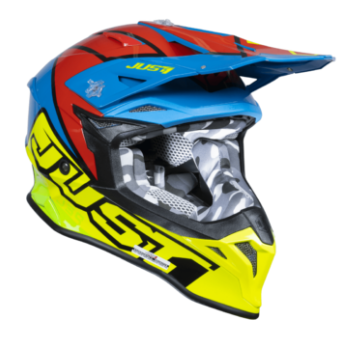 Cască Motocross Just1 J-39 Thruster Galben Fluo/Roșu/Albastru