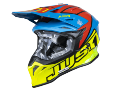 Cască Motocross Just1 J-39 Thruster Galben Fluo/Roșu/Albastru