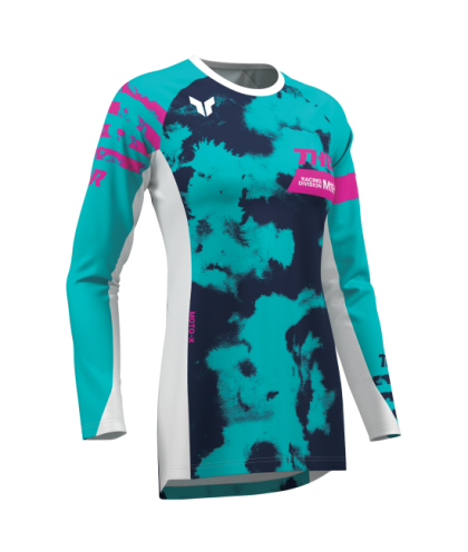 Дамско мотокрос джърси THOR LAUNCHMODE BLEACH WHITE/AQUA