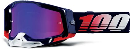 Ochelari de motocross 100% RACECRAFT2 REPUBLIC - ROȘU/ALBASTRU OGLINZI