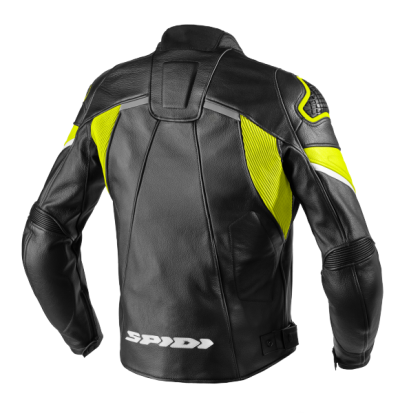 Leather jacket SPIDI IGNITE BLACK/FLUO YELL