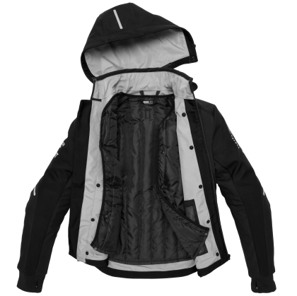 Textile motorcycle jacket SPIDI Hoodie Armor H2Out Black/White