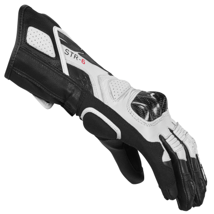 Women's leather motorcycle gloves SPIDI STR-6 Black/White