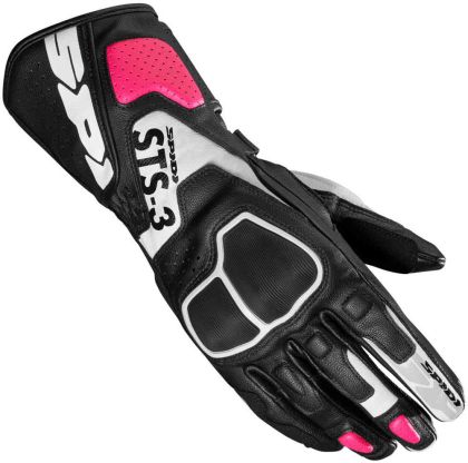 Women's leather motorcycle gloves SPIDI STS-3 BLACK/FUCHSIA