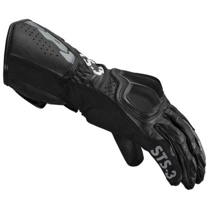 Leather motorcycle gloves SPIDI STS-3 BLACK