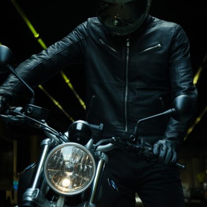 Motorcycle leather jacket SPIDI GARAGE ROBUST BLACK