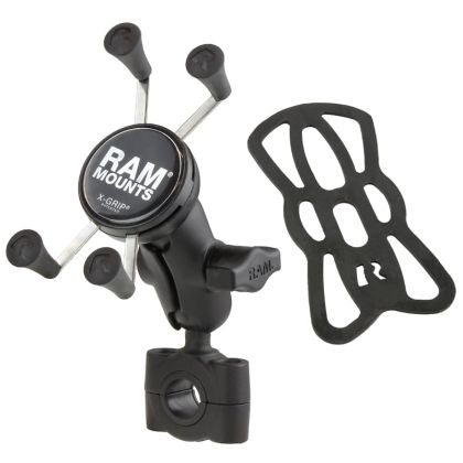 Мото стойка за телефон RAM-MOUNTS X-Grip RAM-B-408-75-1-A-UN7U с RAM Torque основа сраден размер за рейлинг, Размер B