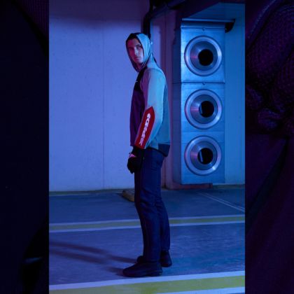 Φούτερ μοτοσικλέτας SPIDI HOODIE ΔΙΧΤΥ ΓΚΡΙ/ΜΠΛΕ