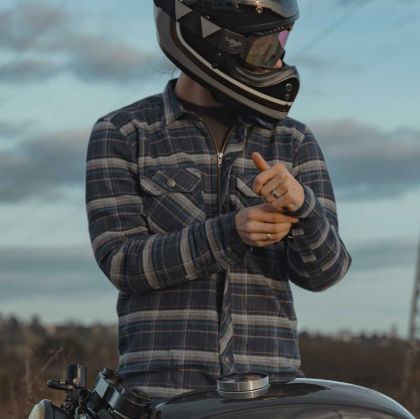 Modeka Moto Shirt Nooner Blue/Beige