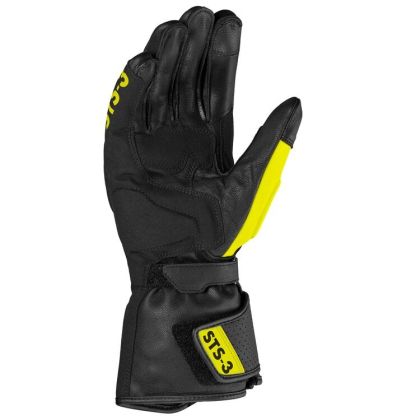 Leather motorcycle gloves SPIDI STS-3 BLACK/NEON YELLOW