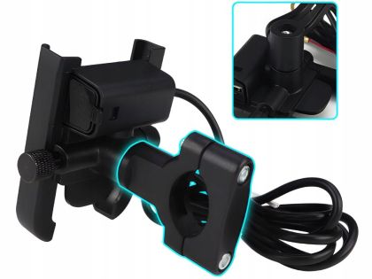 Adjustable motorcycle phone holder with USB charging