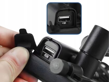 Adjustable motorcycle phone holder with USB charging