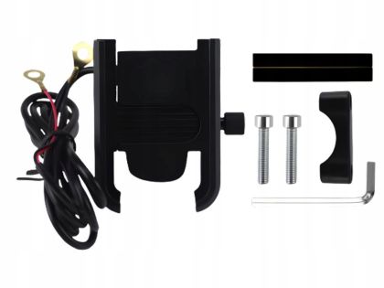 Adjustable motorcycle phone holder with USB charging