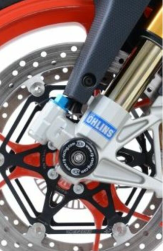 Crash plugs for axle R&G RACING black fork protection Aprilia Tuono V4