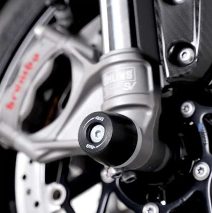 Προστατευτικά τάπες άξονα R&G RACING για πιρούνι μαύρο Triumph Speed Triple 1050 RS 18-21 / S 16-21 / 1200 RS 21-25 / RR 22-25