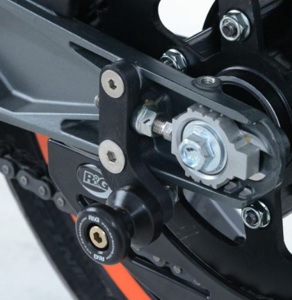 Adaptoare suport mulinete offset din bumbac R&G RACING, negre, KTM RC 390 17-21 / 125 17-21 / Duke 125 17-23