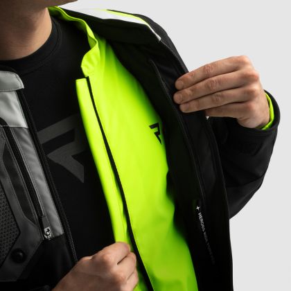 Geacă moto textilă Rebelhorn Borg 2 Negru/Gri/Fluo/Galben