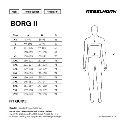 Textile motorcycle jacket Rebelhorn Borg 2 Black/Grey/Fluo/Yellow