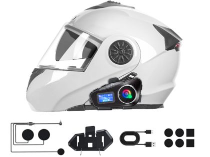 Интерком за мотоциклет Bluetooth Q58max слушалка за каска с конферентен разговор, радио и фенерче