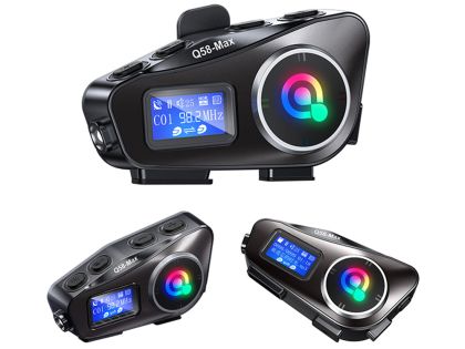Интерком за мотоциклет Bluetooth Q58max слушалка за каска с конферентен разговор, радио и фенерче