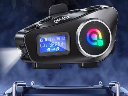 Интерком за мотоциклет Bluetooth Q58max слушалка за каска с конферентен разговор, радио и фенерче