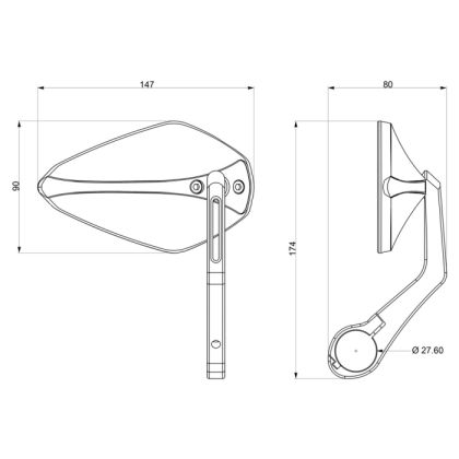 Oglinzi retrovizoare pentru motocicletă BARRACUDA X-VERSION RETROBAR END NEGRE (PERECHE)