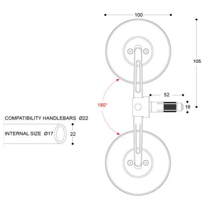 Oglinzi moto BARRACUDA SKIN-S BAR END B-LUX