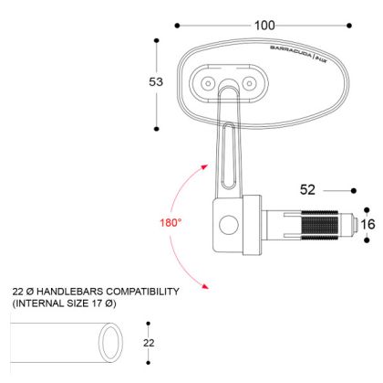 Oglinzi moto BARRACUDA SKIN-R/BAR END BLACK (PERECHE)