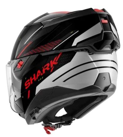 Casca modulara SHARK OXO RYDGER Negru/Silver/Rosu
