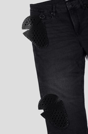 Blugi motociclisți PANDO MOTO ROBBY BLACK LONG - Slim fit Cordura®