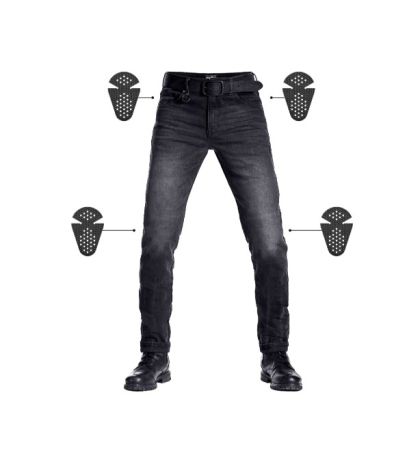 Blugi motociclisți PANDO MOTO ROBBY BLACK LONG - Slim fit Cordura®