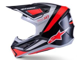 Cască motocross ALPINESTARS SM7 RISE NEGRU/ROȘU/ARGENTIU