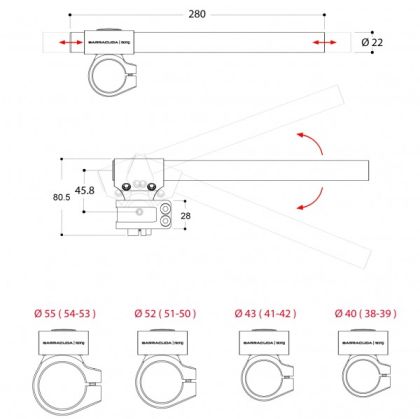 CLIP-ON handlebar BARRACUDA 52mm