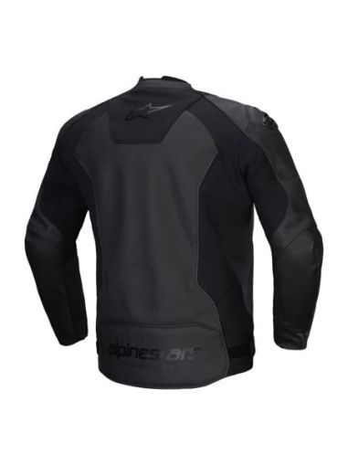 Geacă de motocicletă din piele Alpinestars Faster v3 Airflow Negru/Negru