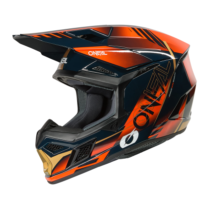 Cască motocross O'NEAL 3SERIES HAZE ALBASTRU/PORTOCALIU/AURIU