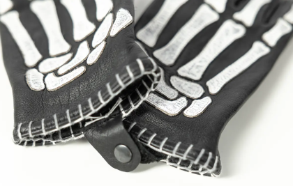 Leather gloves JOHN DOE SKELETOR LEATHER BLACK/WHITE