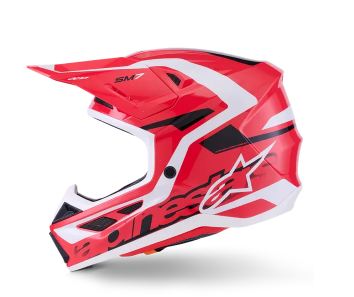 Cască motocross ALPINESTARS SM7 DEED ROȘU/NEGRU/ALB