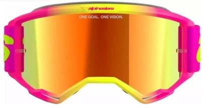 Motocross Goggles ALPINESTARS VISION 5 WORDMARK PNK/YLW MIRROR-RED