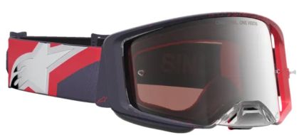 Motocross goggles ALPINESTARS SUPERTECH HITEN BLK RED MIR MIRROR-SILVER